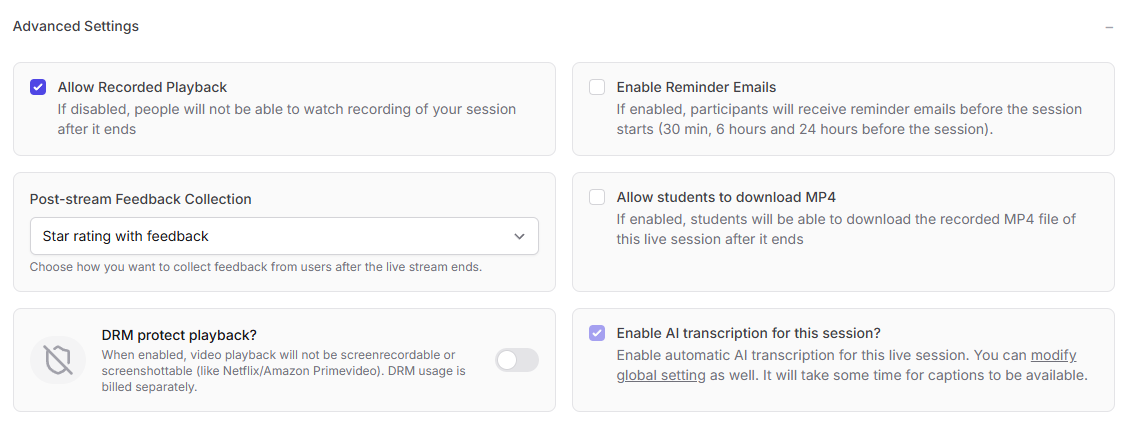 additional settings