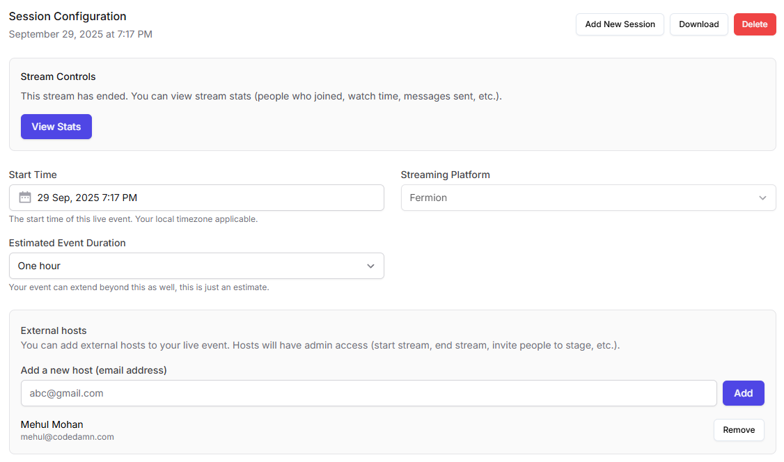 session config
