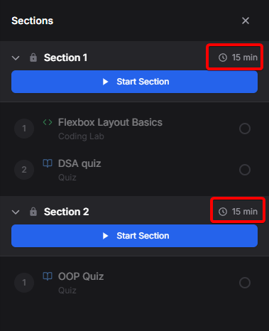 Section Timer in Sidebar