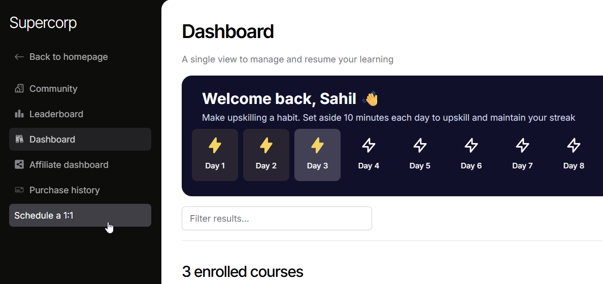 User Dashboard Preview