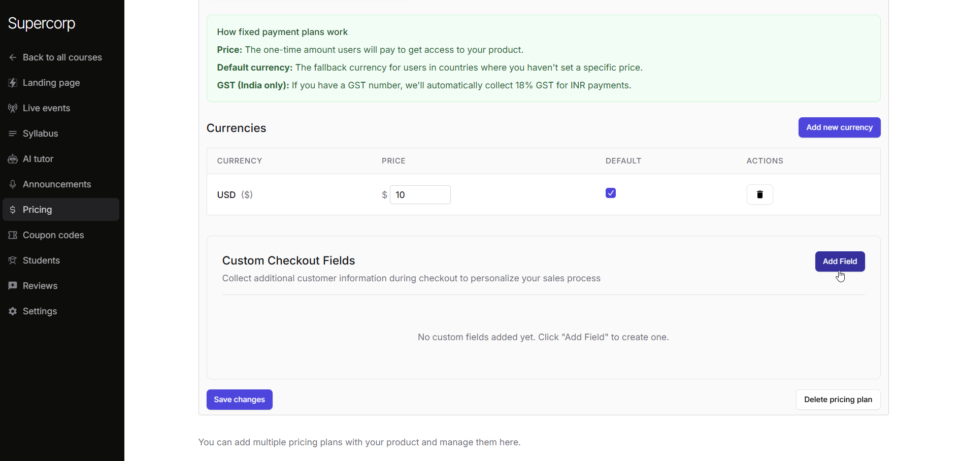 Add custom checkout field