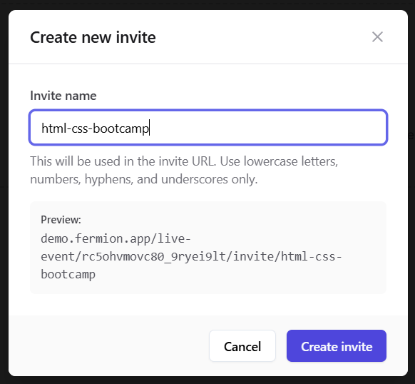Invite name