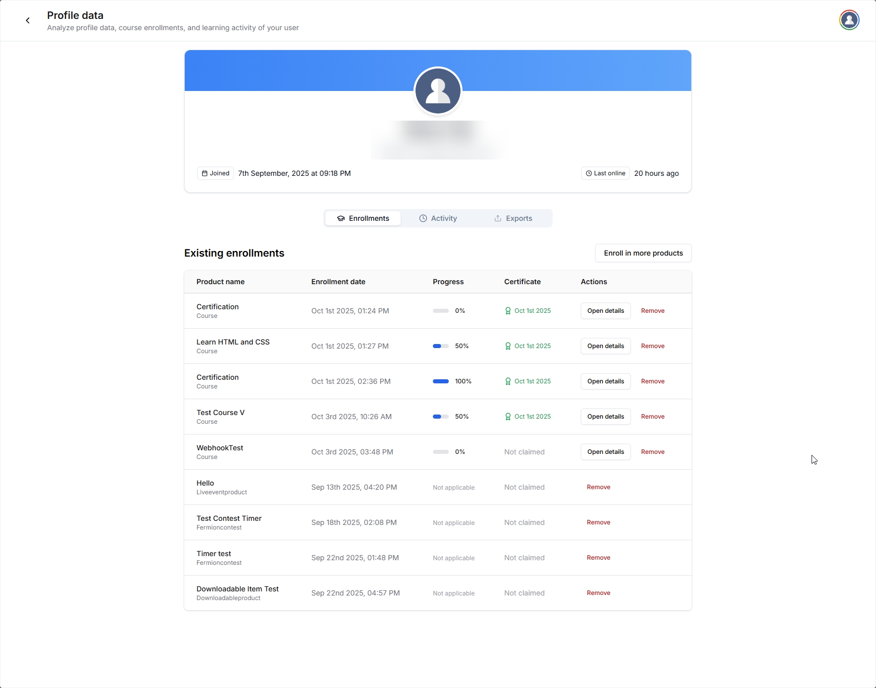 detailed activity