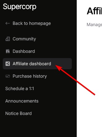 Access affiliate dashboard