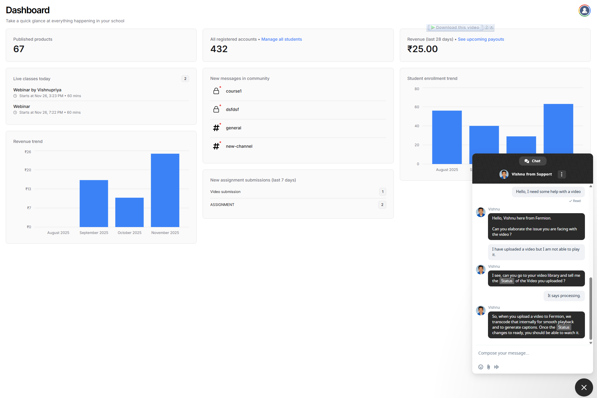 Fermion Support Chat Example